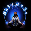 young businesswoman and word Business