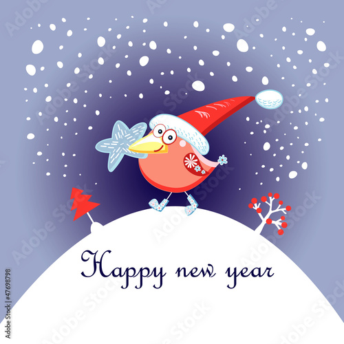 Vector: Christmas card with a bird Christmas card with a bird