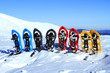 Snowshoeing. Snowshoes in the snow.