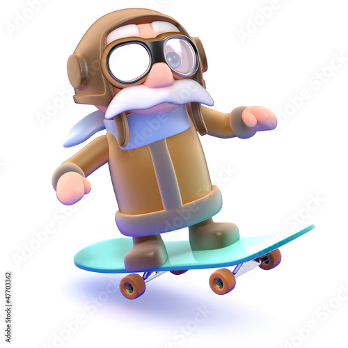 Illustration: Pilot flies along on his skateboard Pilot flies along on his skateboard