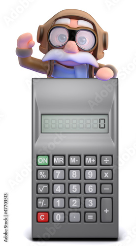 Illustration: Pilot waving from atop a calculator Pilot waving from atop a calculator