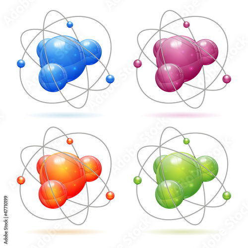 Vector: Set Atom Model Set Atom Model