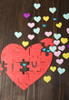 Puzzles in form of heart with words I
