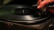 vintage old gramophone play music close up