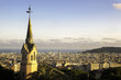 Gaudi church and aerial view of Barcelona from Park Güell