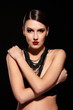 glamor sexy model with red lips,bright makeup