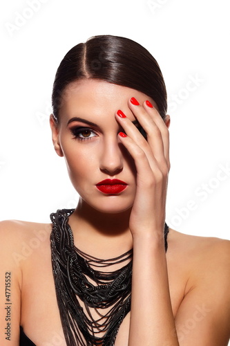 Photo: glamor sexy model with red lips,bright makeup glamor sexy model with red lips,bright makeup