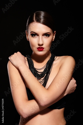 Photo: glamor sexy model with red lips,bright makeup glamor sexy model with red lips,bright makeup