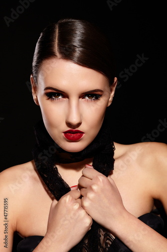 Photo: glamor sexy model with red lips,bright makeup glamor sexy model with red lips,bright makeup