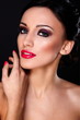 beautiful sexy  young model with red lips,bright makeup