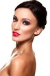 beautiful sexy  young model with red lips,bright makeup
