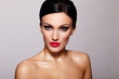 beautiful sexy  young model with red lips,bright makeup