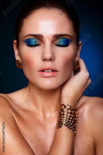 Photo: glamor sexy model with bright blue makeup glamor sexy model with bright blue makeup