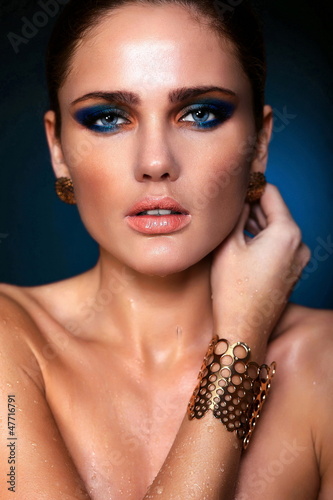 Photo: glamor sexy model with bright blue makeup glamor sexy model with bright blue makeup