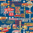 Kid trucks seamless pattern