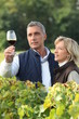 Winegrower with glass of wine