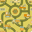 Cute map of urban traffic - seamless vector pattern