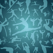 Sports silhouettes blue seamless pattern