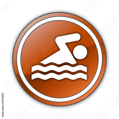 Illustration: Orange Glossy Button "Swimming" Orange Glossy Button "Swimming"
