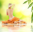 beautiful lady with orange towels