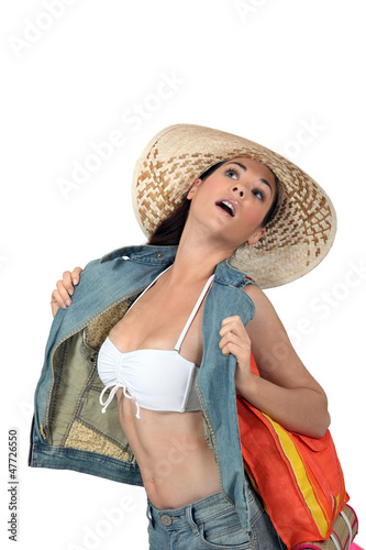 Photo: Woman flashing her bikini Woman flashing her bikini