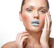 Make-up cosmetics Closeup portrait of beautiful woman