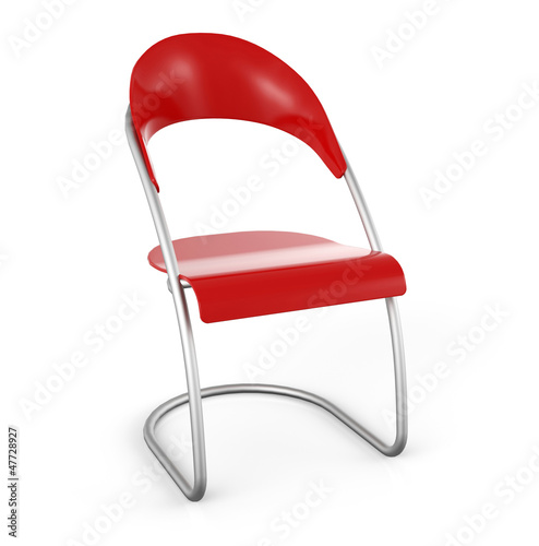 Illustration: 3D Stuhl vor weissem Hintergrund - Rot 3D Stuhl vor weissem Hintergrund - Rot