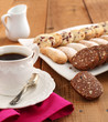 Assorted cookies and cup of coffee