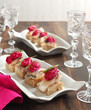 Canapes with herring fillets and beets