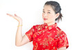 happy Chinese new year. beautiful young Asian woman with gesture