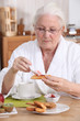 Woman eating breakfast