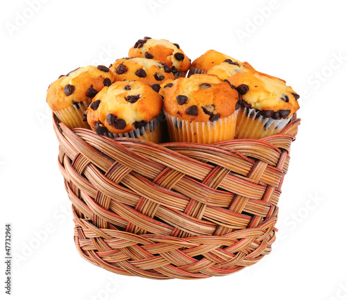Photo: Basket of Chocolate Chip Muffins Basket of Chocolate Chip Muffins