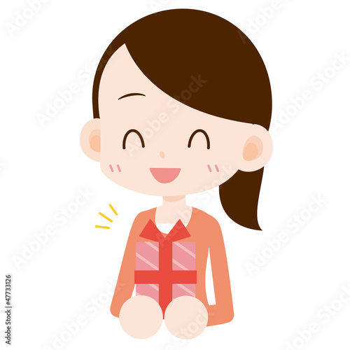 Illustration: プレゼントを抱える女性 プレゼントを抱える女性