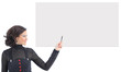 Beatiful business woman with a white banner.