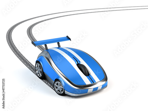 Illustration: Computer mouse on wheels concept Computer mouse on wheels concept