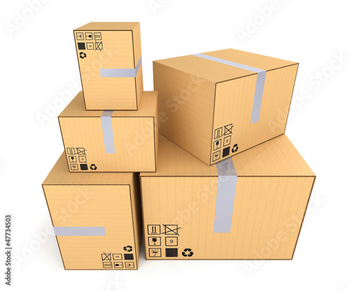 Illustration: Boxes isolated on white - Packaging Boxes isolated on white - Packaging