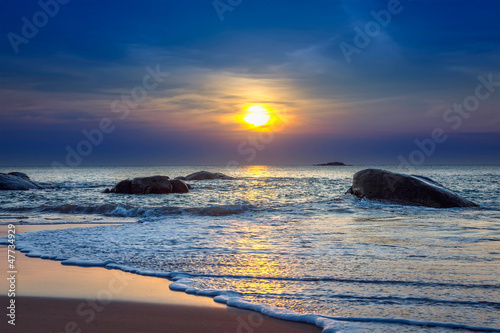 Photo: Sunset on Khao Lak beach in Thailand. Sunset on Khao Lak beach in Thailand.