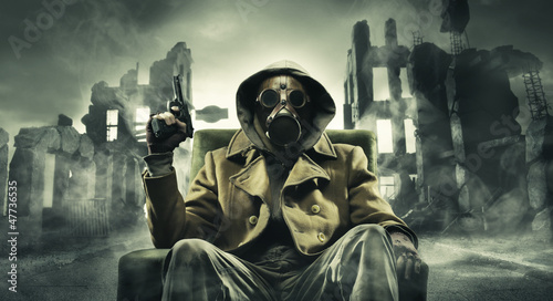 Photo: Post apocalyptic survivor in gas mask Post apocalyptic survivor in gas mask