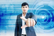 Photo: Man With Technology Background Concept Man With Technology Background Concept
