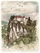 Vector drawing of a Bled castle in Slovenia