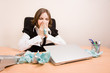 Businesswoman crying at office