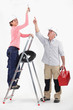 Electrician wiring a ceiling light