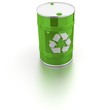 Barrel with recycle sign