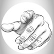 hand pointing finger at viewer watercolor