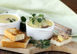 Homemade chicken liver pate and  piece of bread