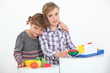 Children playing shop