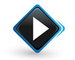 icône play sur bouton carré bleu design