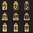 Set of account balance isons golden line