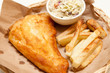 fish and chips with coleslaw, a classic diner meal