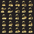 Set of avatar icons - golden line